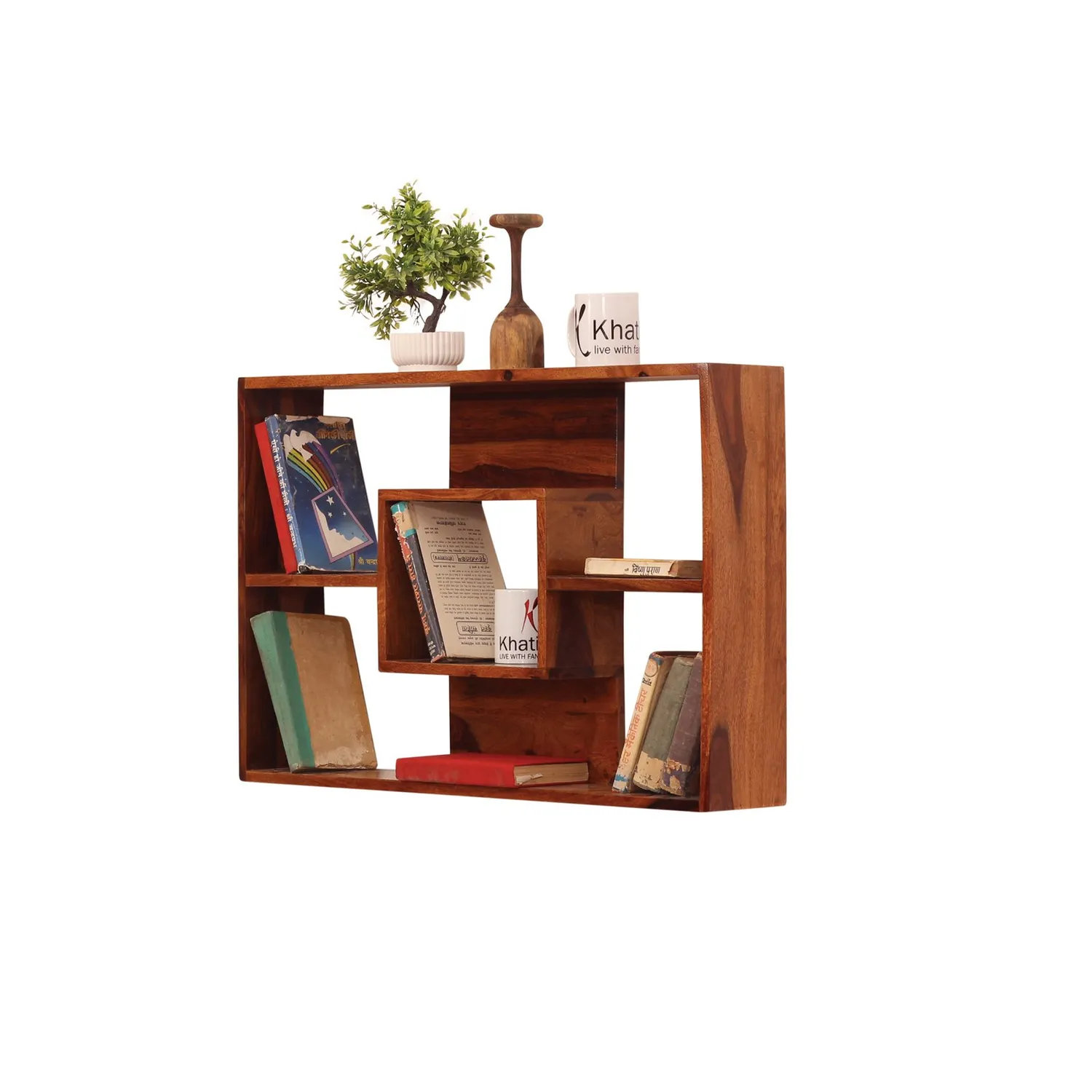 Royal Finish Ernista Wall Shelf Natural Honey In Sheesham with Matte Finished sheesham wood furniture image 8