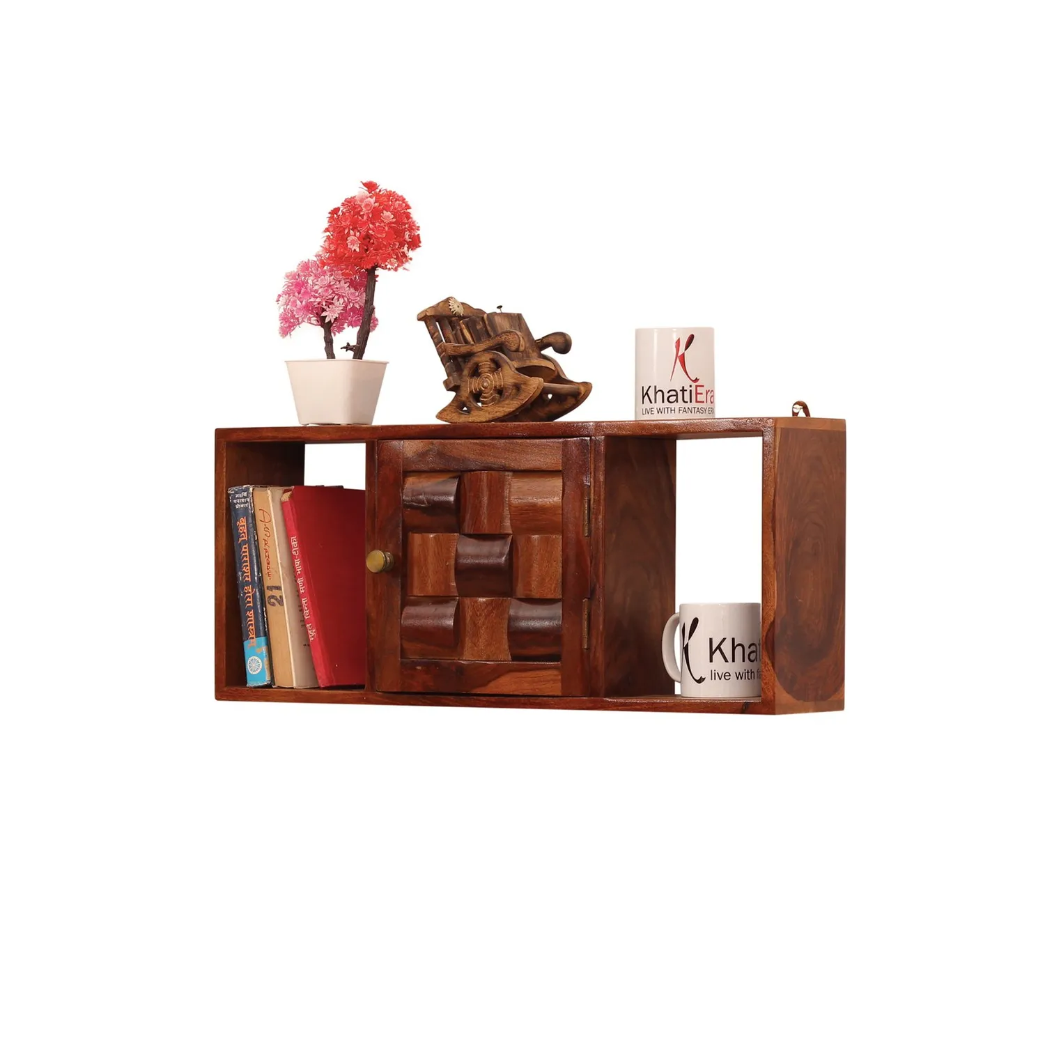 Royal Finish Zenith Wall Shelf Natural Honey In Sheesham with Matte Finished sheesham wood furniture image 9