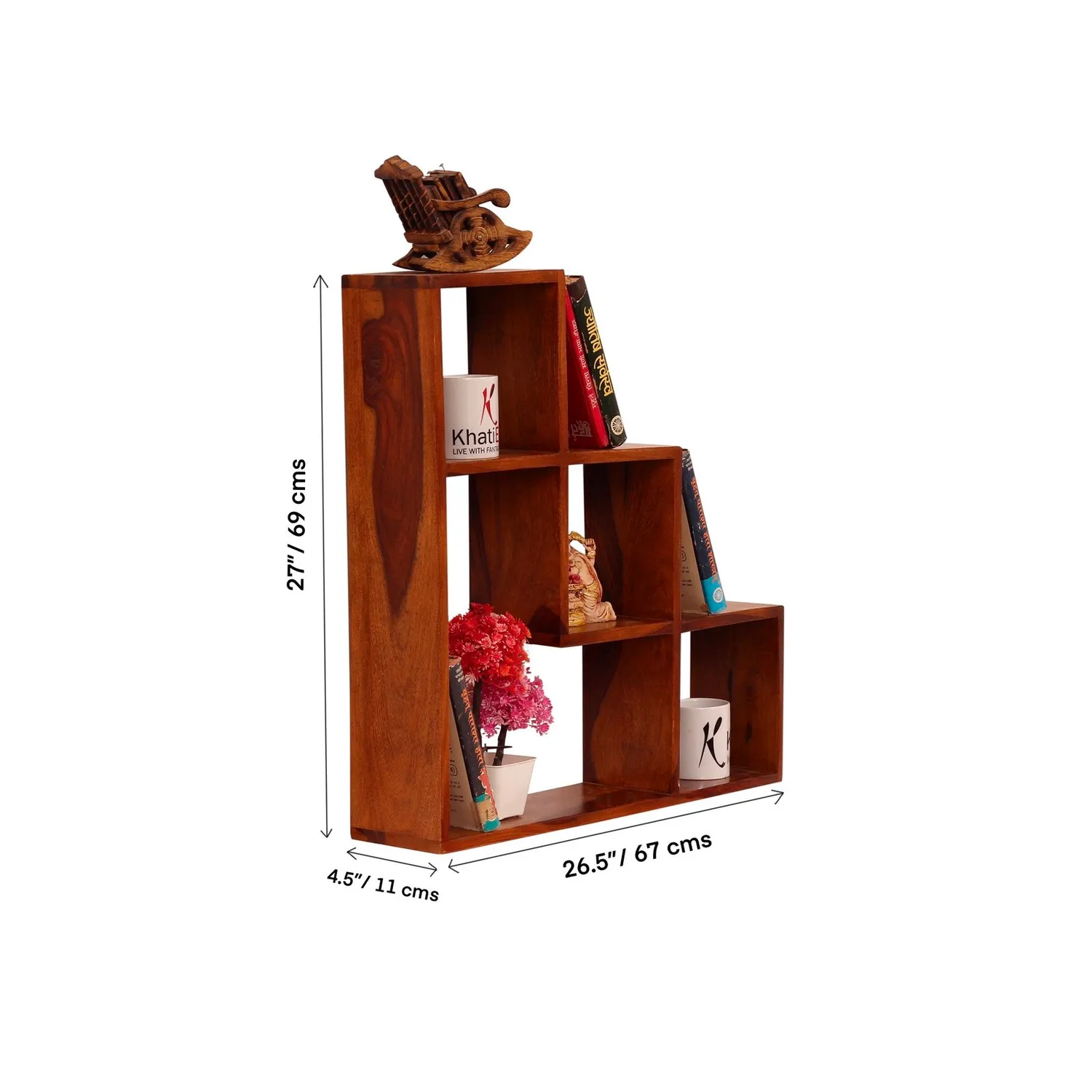 Royal Finish Artisanal Wall Shelf Natural Honey In Sheesham with Matte Finished sheesham wood furniture image 3