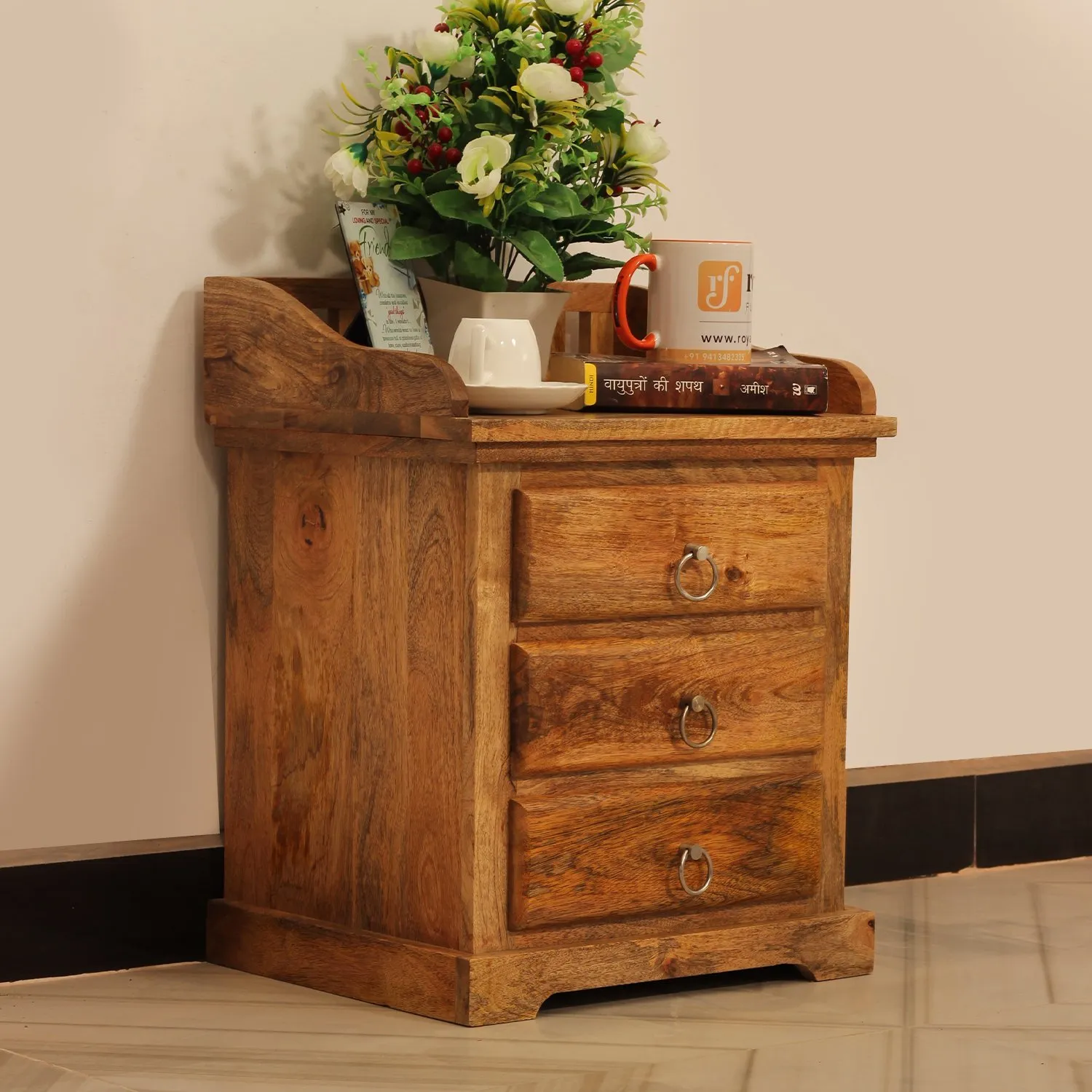 Royal Finish Accento Bedside Table In Furniture Mango Wood In Wood Colour sheesham wood bed image 2