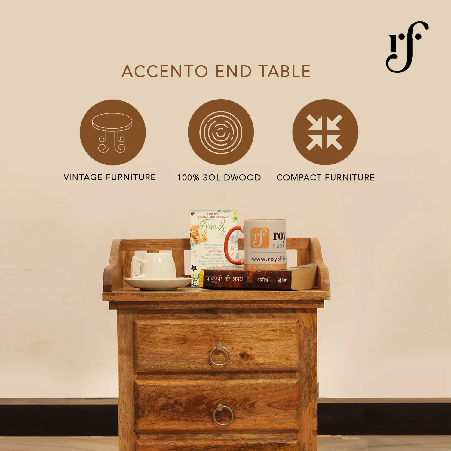 Royal Finish Accento Bedside Table In Furniture Mango Wood In Wood Colour sheesham wood bed image 4