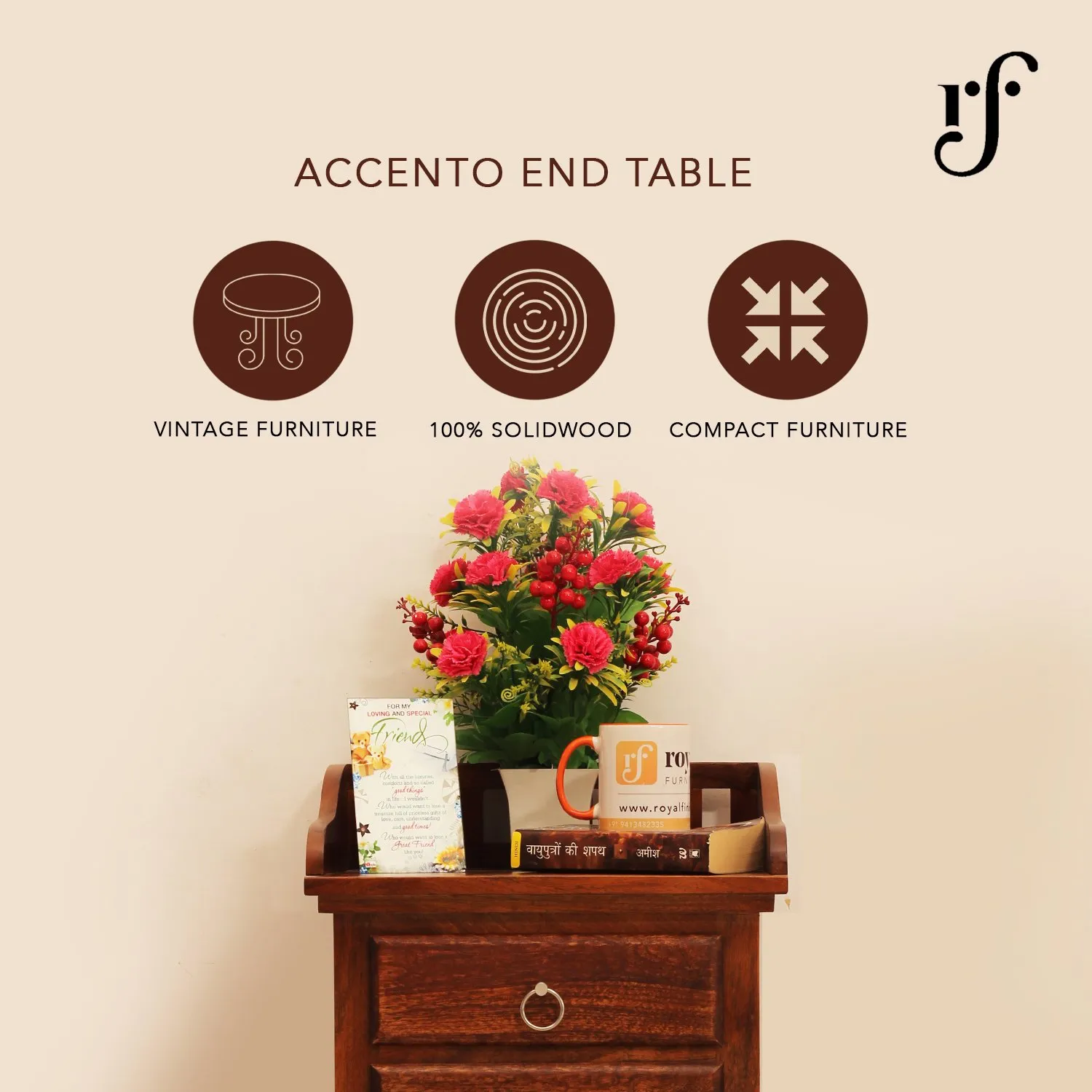Royal Finish Accento Bedside Table In Furniture Mango Wood In Natural Colour sheesham wood bed image 5