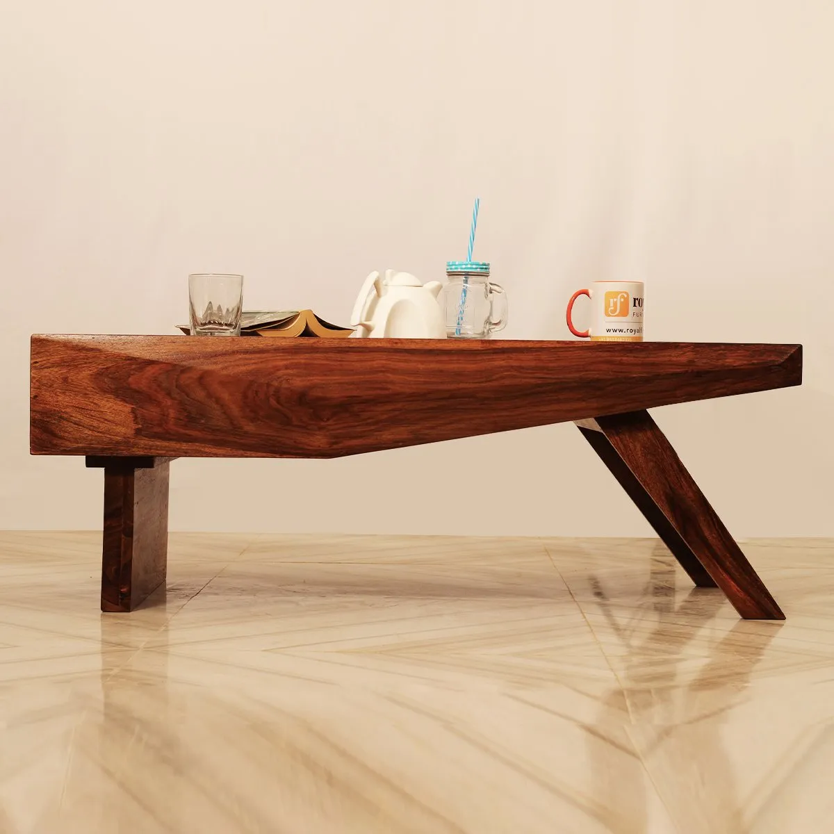 Royal Finish Almento Horizon Center Table in Sheesham Wood With Natural Colour