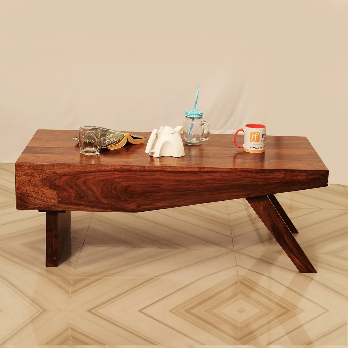 Royal Finish Almento Horizon Center Table in Sheesham Wood With Natural Colour wooden center table image 2