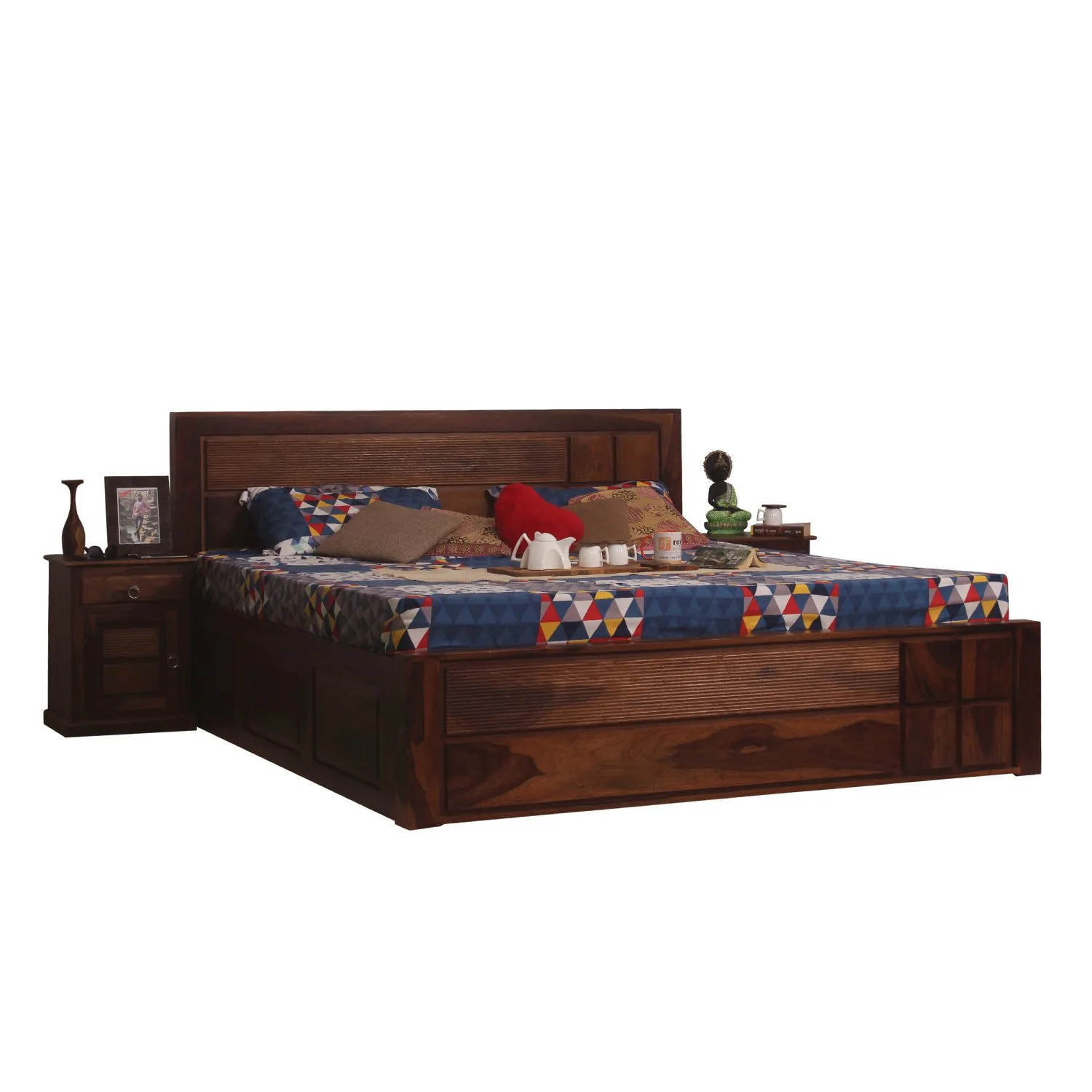 Royal Finish NovaSleep King Storage Bed In Solid Sheesham Wood sheesham wood bed image 4