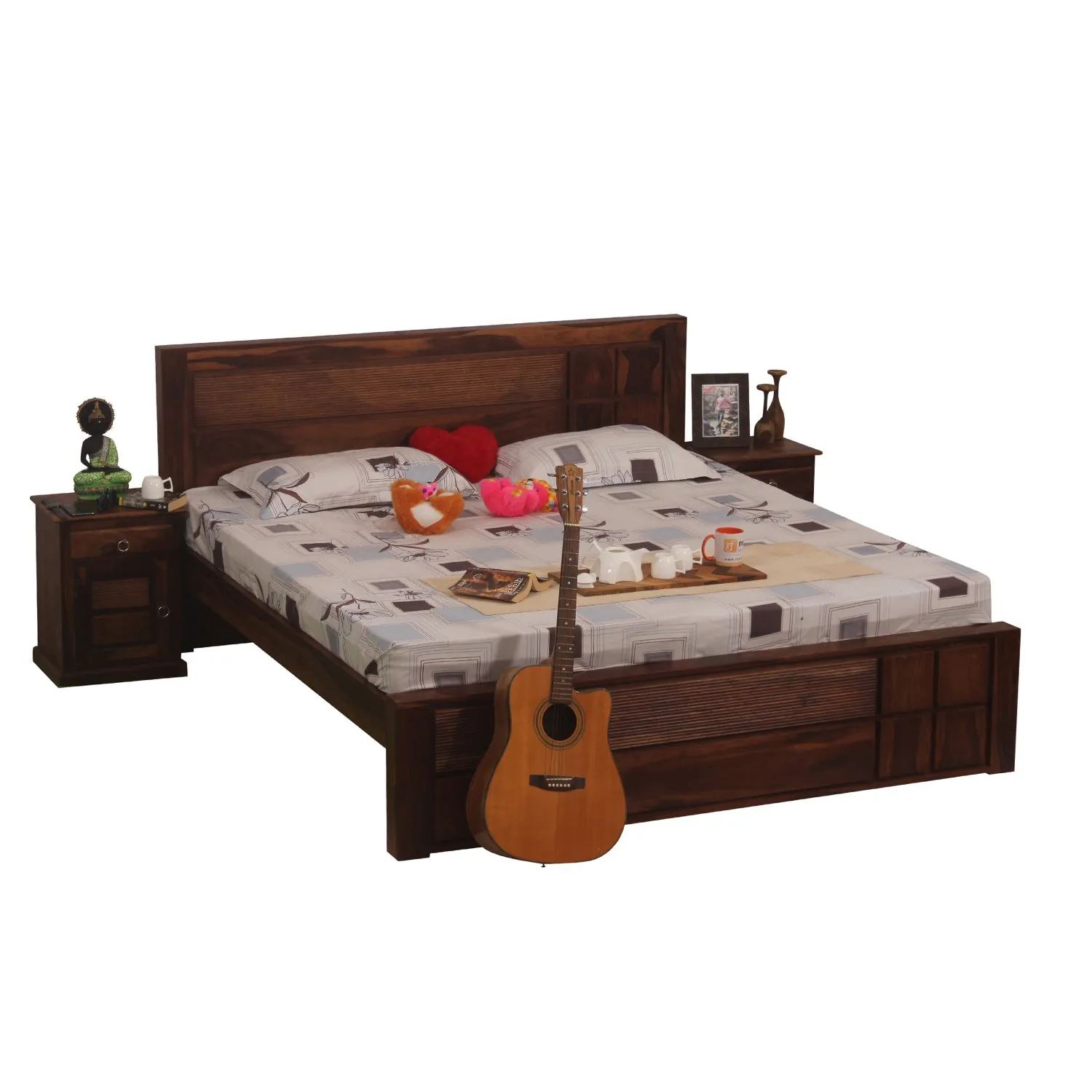 Royal Finish NovaSleep King Without Storage Bed In Solid Sheesham Wood sheesham wood bed image 4