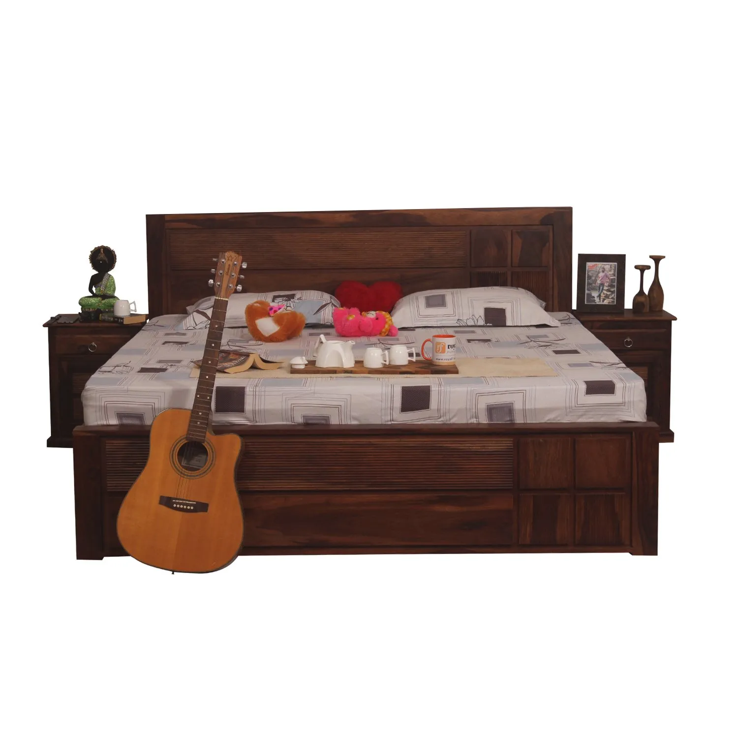 Royal Finish NovaSleep King Without Storage Bed In Solid Sheesham Wood sheesham wood bed image 8