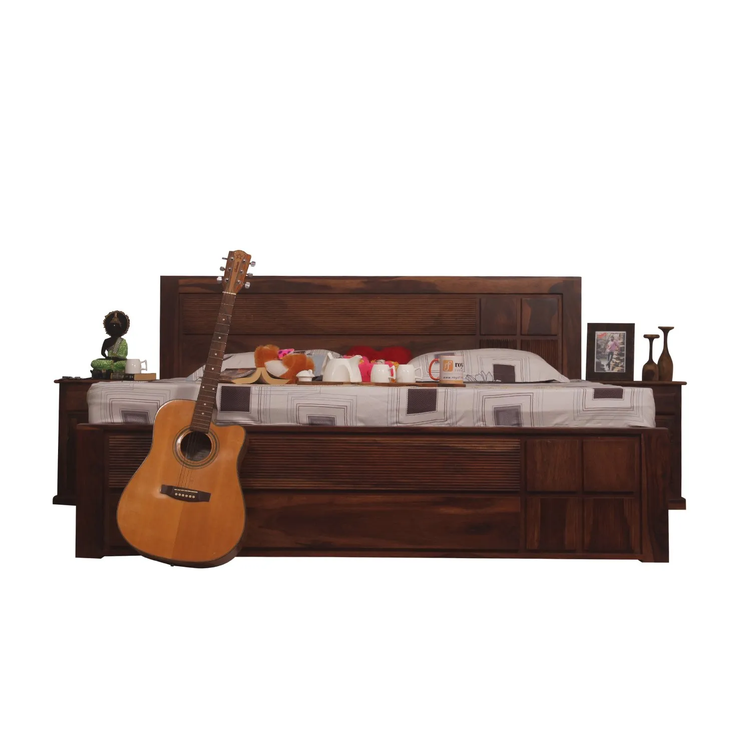 Royal Finish NovaSleep King Without Storage Bed In Solid Sheesham Wood sheesham wood bed image 9