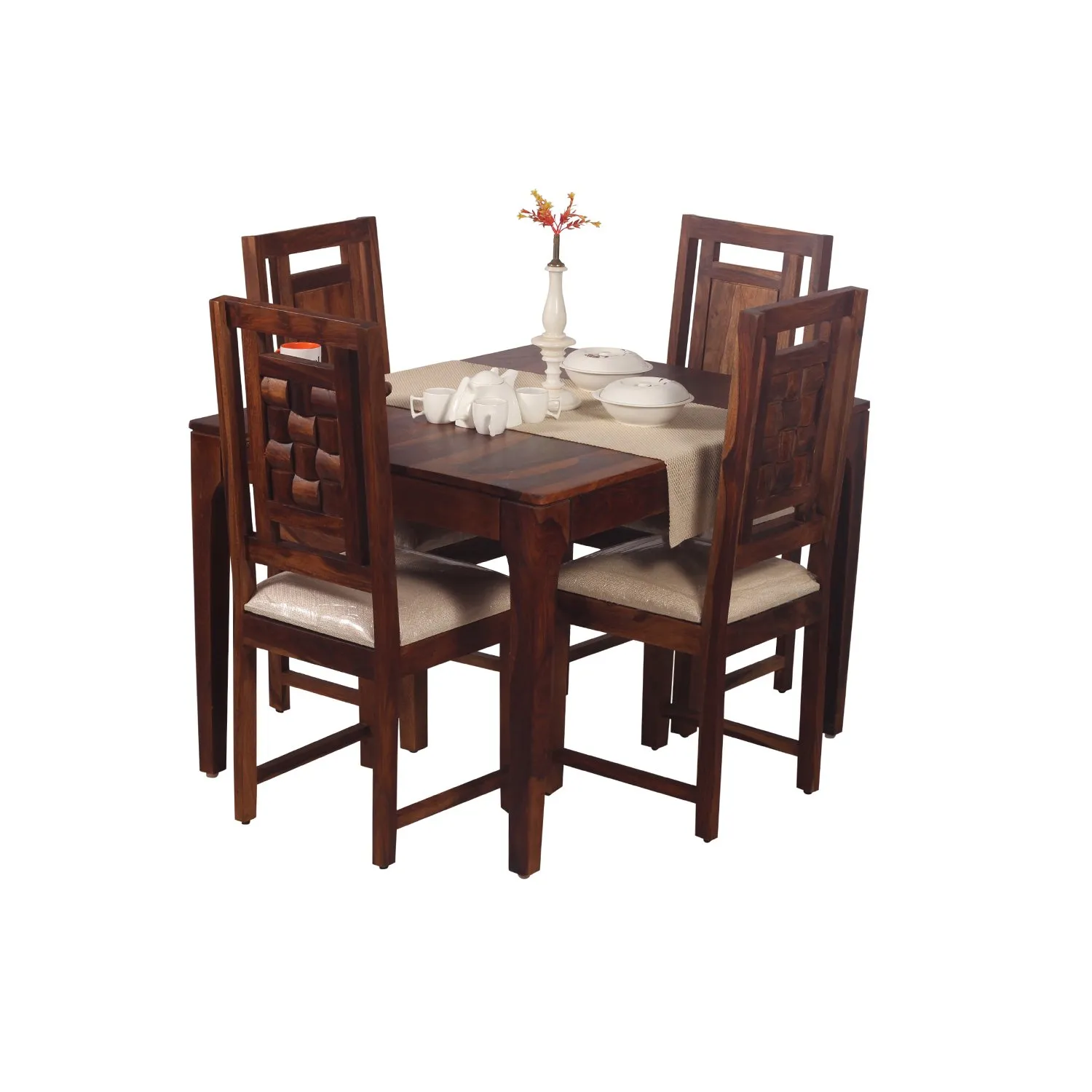 Royal Finish CuisineCraft Nivora 4 Seater Dining Set in Natural Colour sheesham dining table image 2