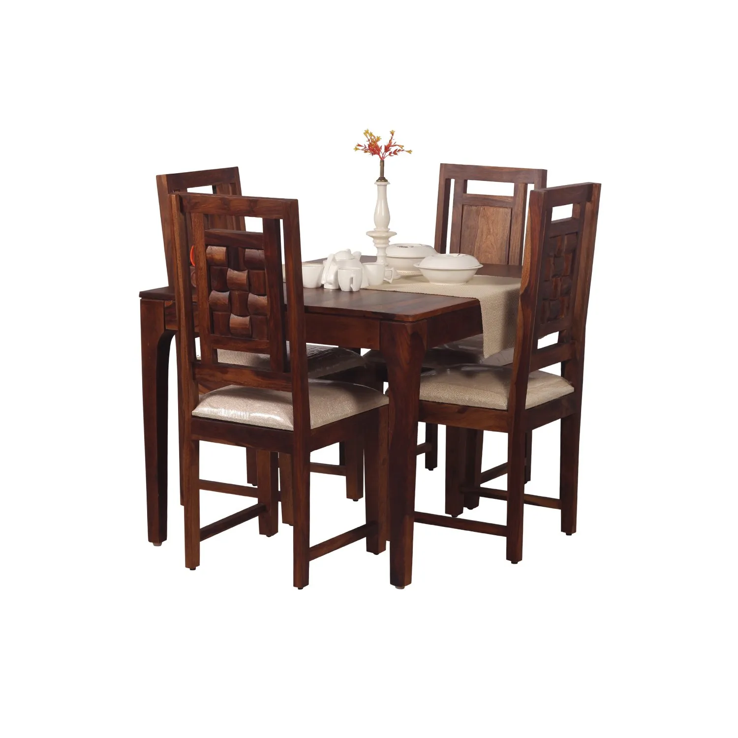 Royal Finish CuisineCraft Nivora 4 Seater Dining Set in Natural Colour sheesham dining table image 9
