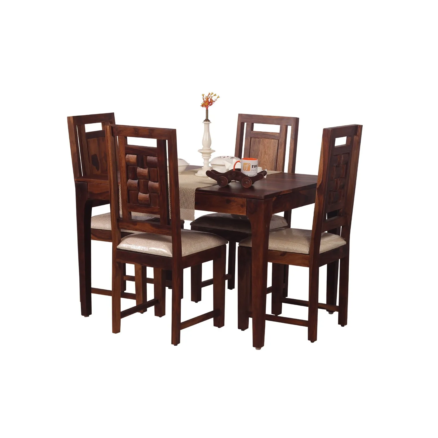 Royal Finish CuisineCraft Nivora 4 Seater Dining Set in Natural Colour sheesham dining table image 10
